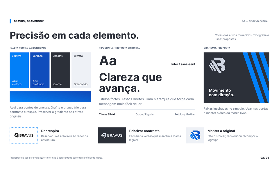 Bravus: brandbook, paleta, tipografia e grafismo