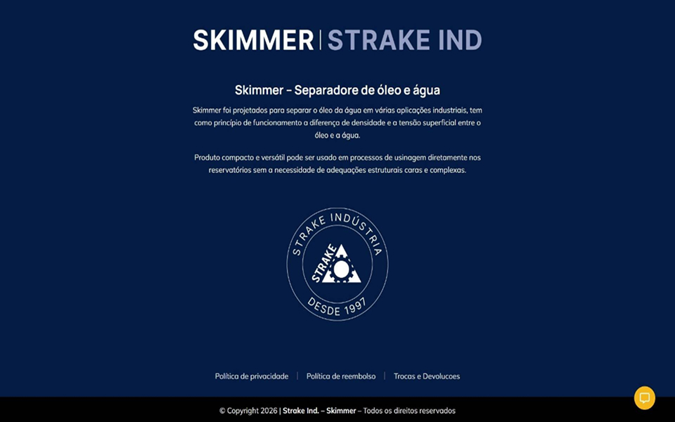 Strake: o Skimmer, separador de óleo e água